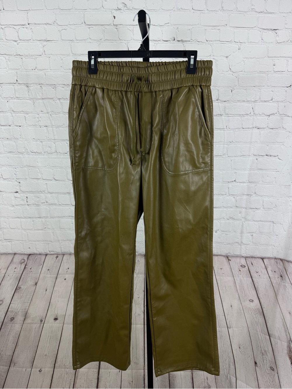 MOTHER The Rambler Lounger Faux Leather Ankle Pants Green Size XL